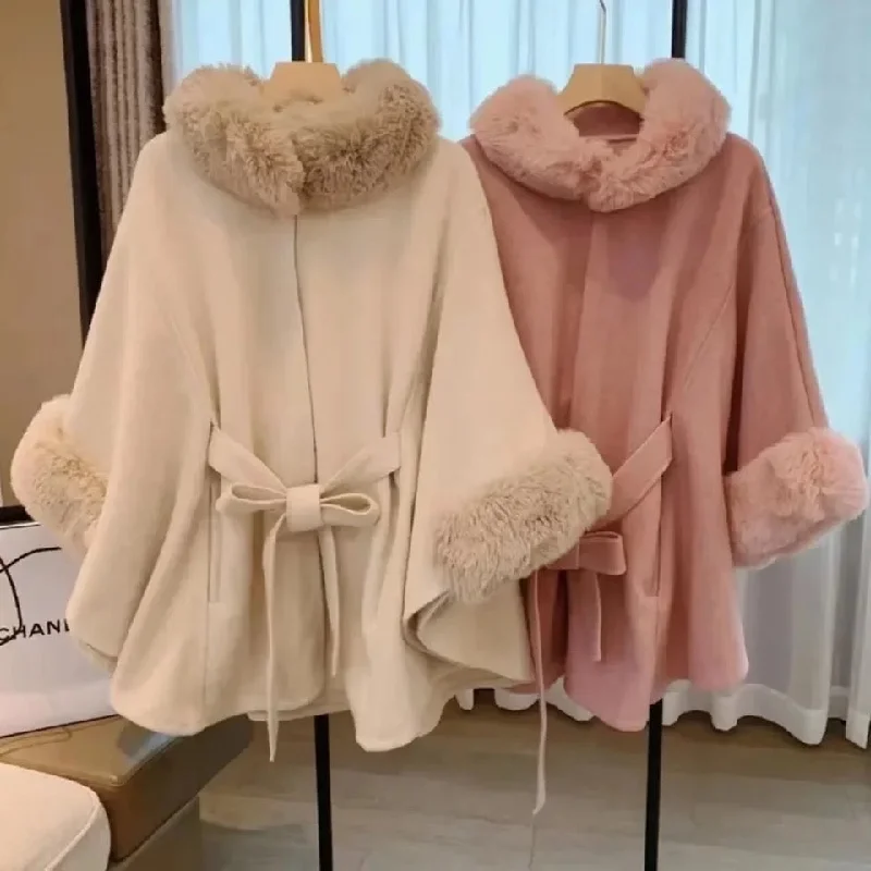 Super Sale Violetta Premium Winter Capes with Fur Detailing
