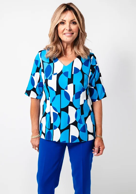 Special Discount Avalon Abstract Print Short Sleeve Top, Blue