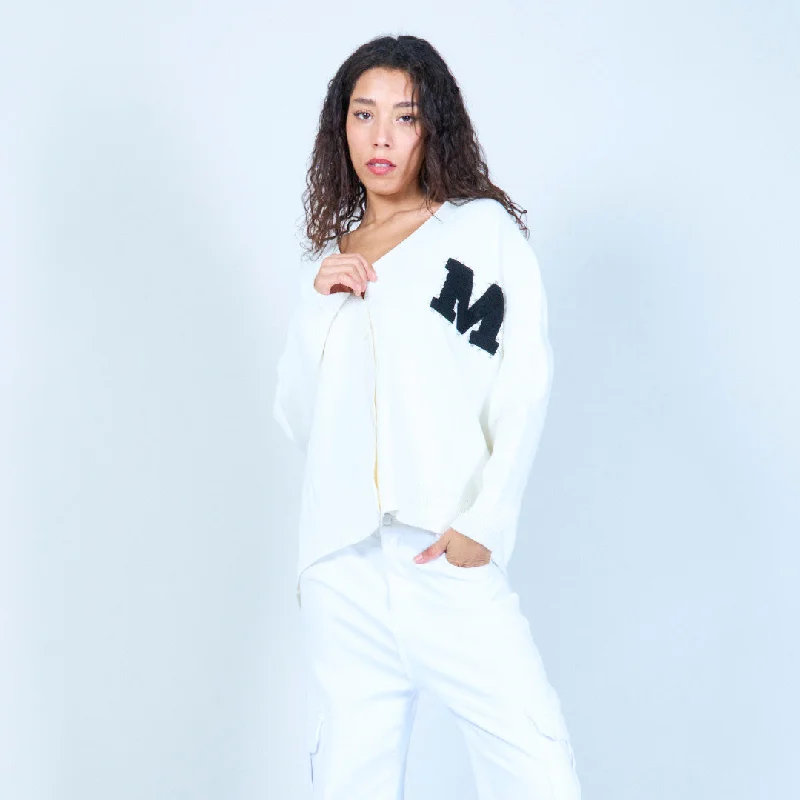 Weekend Bargains to Savor Button-up cardigan with letter patch wholesale