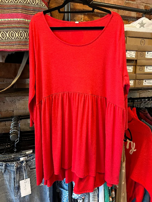 Instant Savings The Plus 3/4 Red Tunic