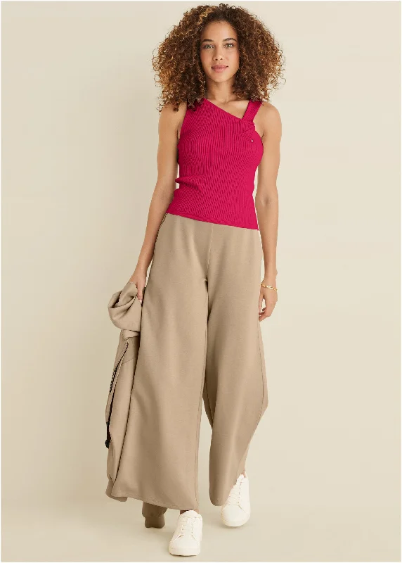 Weekend Bargains to Indulge In Twist Detail Sweater Tank - Dark Pink