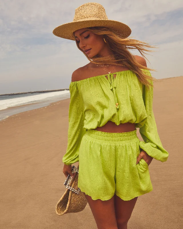 Best Seller Elysia Off The Shoulder Long Sleeve Crop Top
