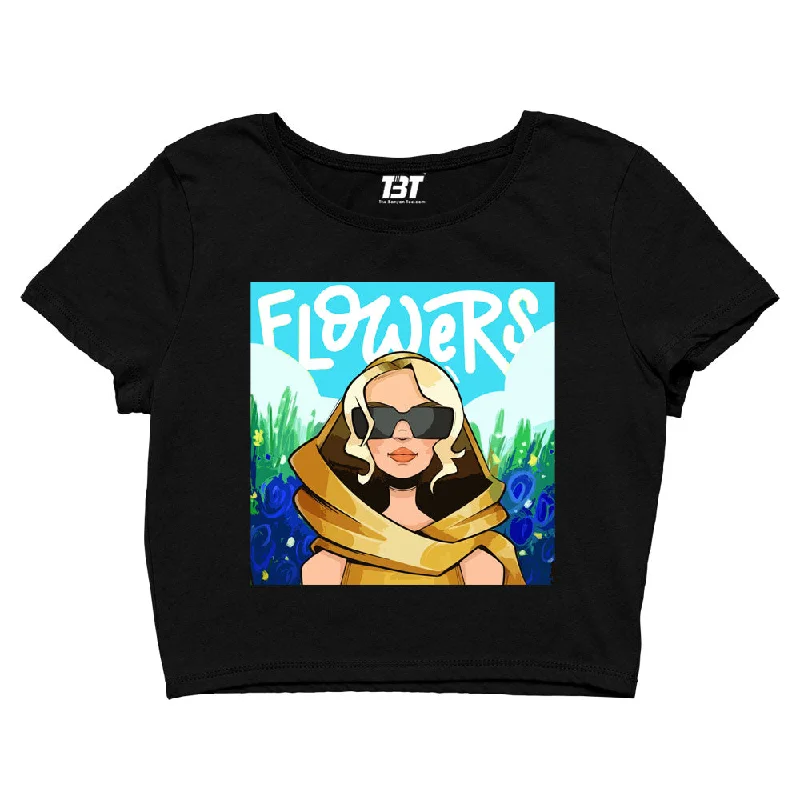 Markdowns Miley Cyrus Crop Top - Flowers Art
