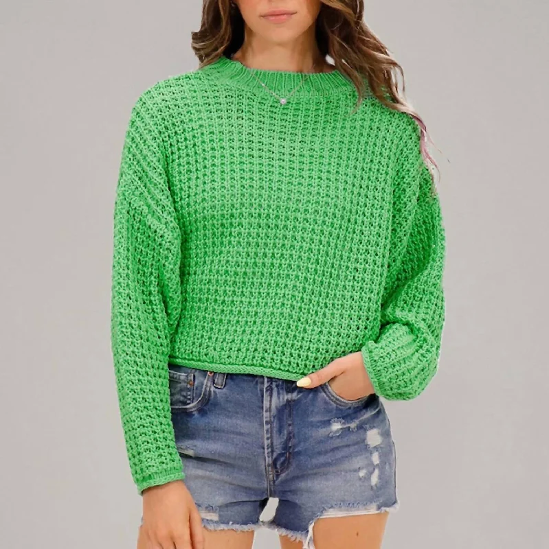 Price Break Darla Cropped Pull Over Crewneck In Margarita Lime