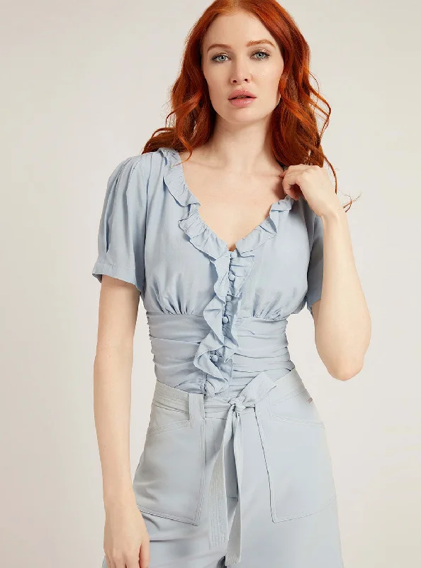 Crazy Deals Blue Tiziana Frill Top