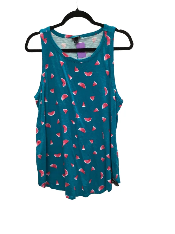 Final Clearance Blue Top Sleeveless Basic Torrid, Size 2x
