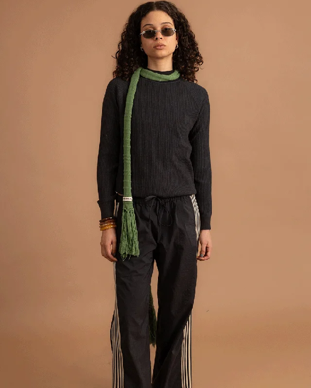 Weekend Deals That Spark Deep Black Green Ribbed Mock Neck Top