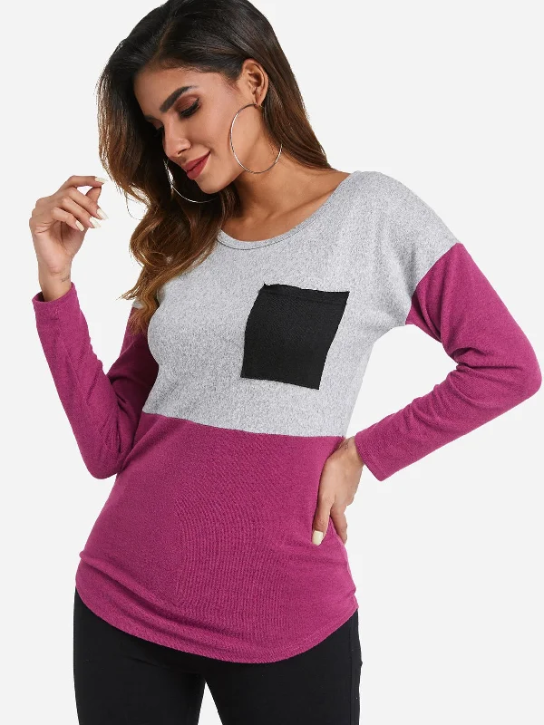 Value Pack Custom Round Neck Long Sleeve Curved Hem T-Shirts