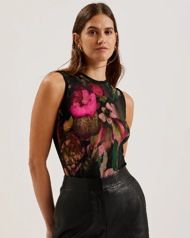 Buy Today Guiana Skinny Fit Printed Jersey Vest Black