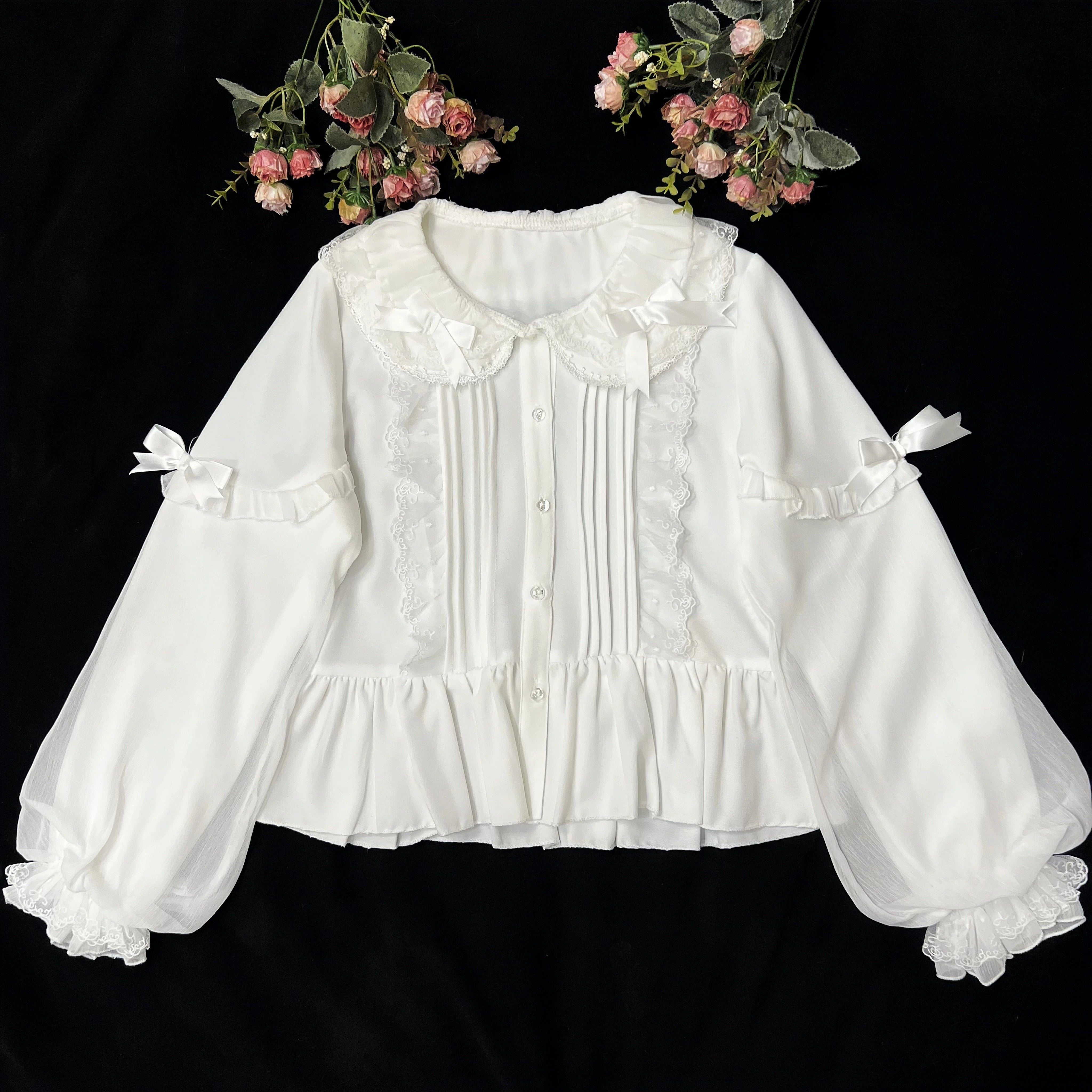 Extra Discount DMFS Lolita~Sweet Lolita Blouse Double-layered Puff Sleeves Lolita Shirt