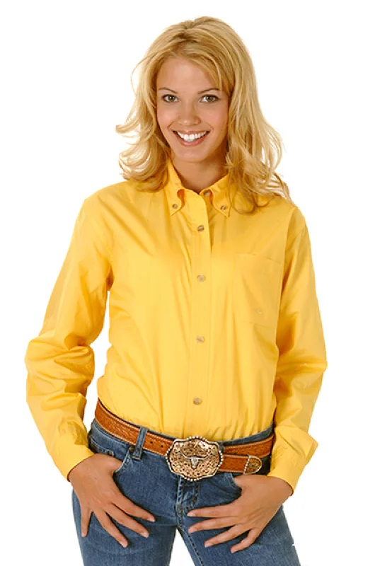 Lowest Prices Roper Womens Yellow 100% Cotton L/S Solid Poplin Button Down Western Shirt