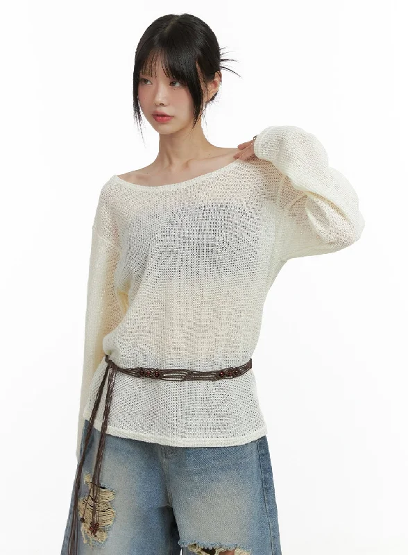 Price Buster Sheer Bliss Off Shoulder Sweater CL412