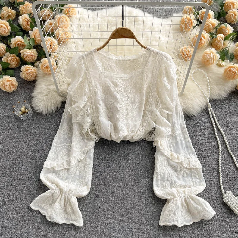 Deal Dash Lovely lace long sleeve top      S251