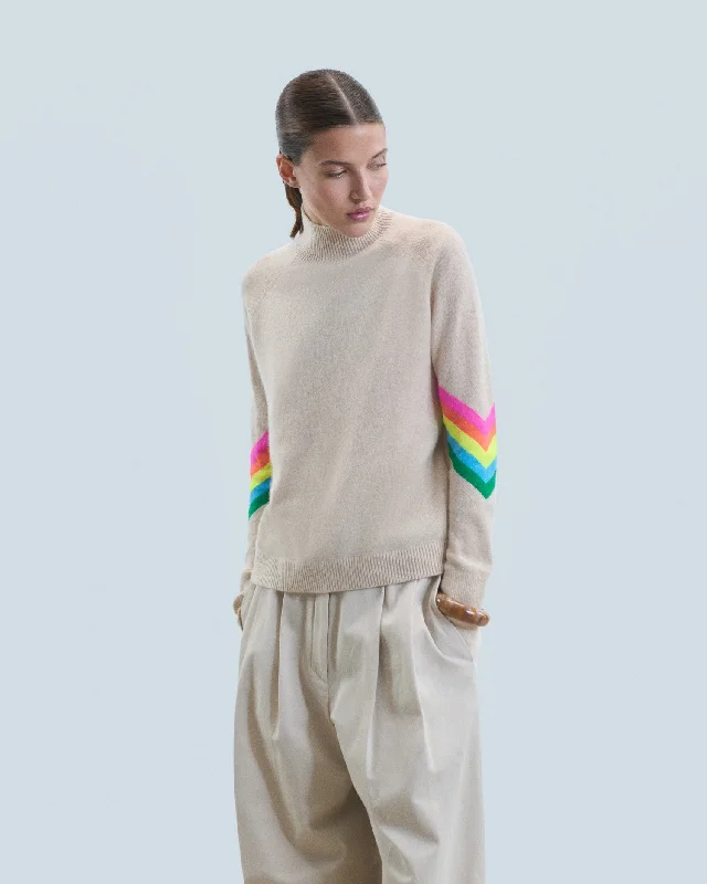 YEAR-End Sale Turtleneck Knitted 2401wpm00499 Beige-Chine