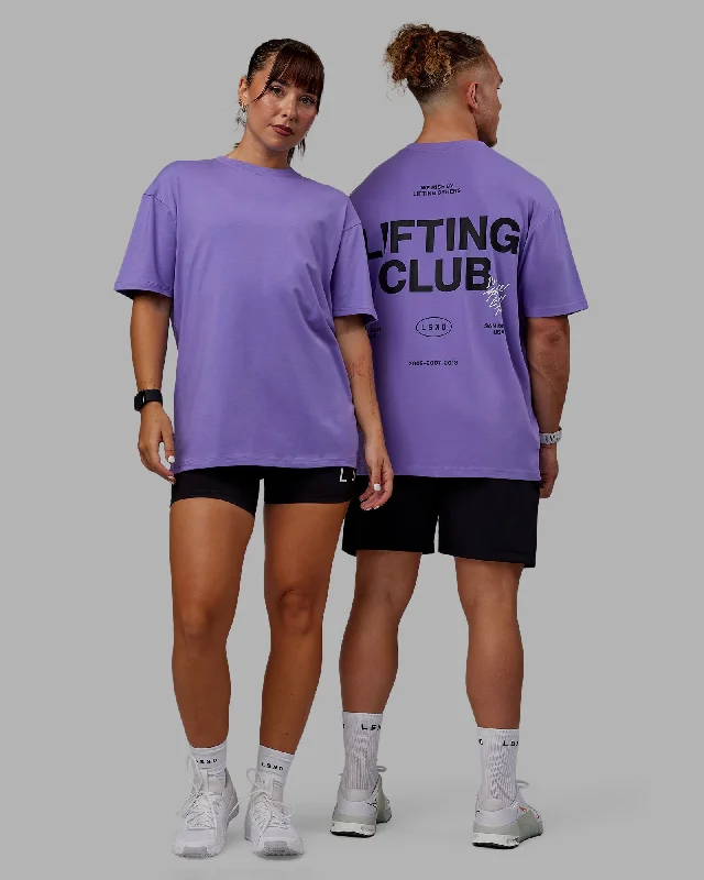 Weekend Specials You Can't Miss Unisex Lifting Club FLXCotton Tee Oversize - Dahlia Purple-Black