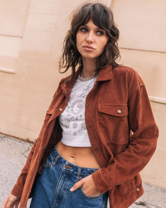 Weekend Deals That Excite Power Chord Shacket - Chestnut Brown