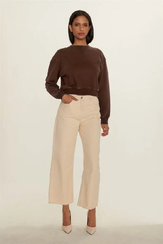New Markdowns Crop Crew Neck Sweater