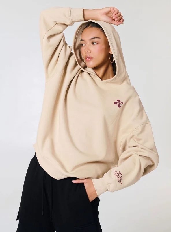 Holiday Sale Adults Choreographer Logo Freestyle Oversized Hoodie Beige