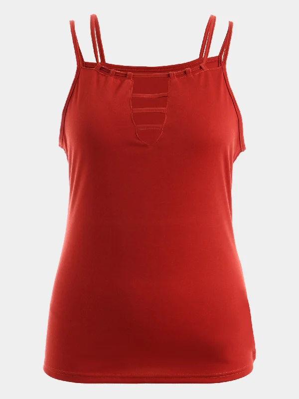 Huge Discounts Midsize Neo-Trendy Cutwork Plunge-V Tank Top