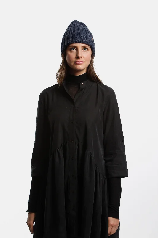 Markdown Sale Thick Rib Merino Hat - Midnight Blue