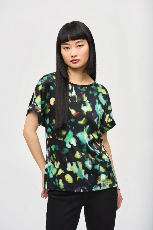 Sale Event Joseph Ribkoff Black/Multi Watercolor Dolman Sleeve Top 243938