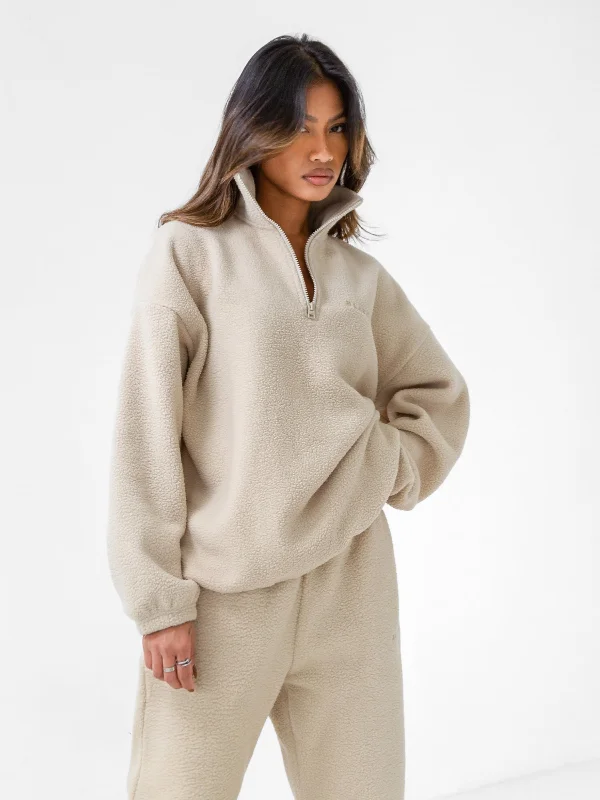 New Markdowns Borg 1/4 Zip Sweater - Sand