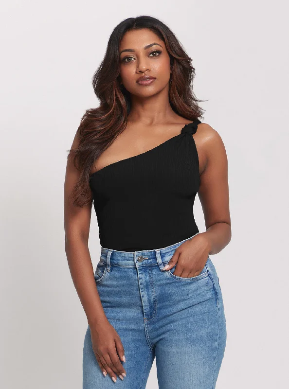 Can't Be Beat Eco Black One Shoulder Bodysuit