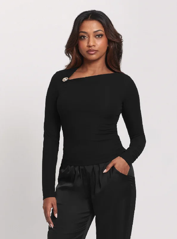 Value Deals Black Long Sleeve Febe Top
