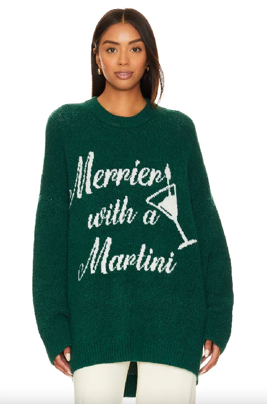 Unmissable Offer Green Martini Graphic Sweater