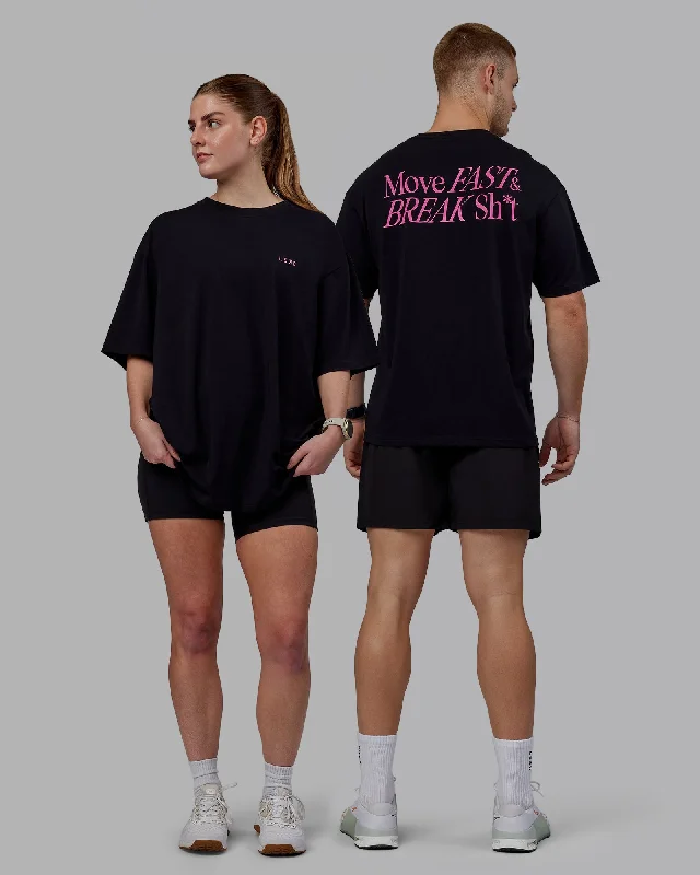 Clearance Sale Unisex VS5 FLXCotton Tee Oversize - Black-Fuchsia Pink