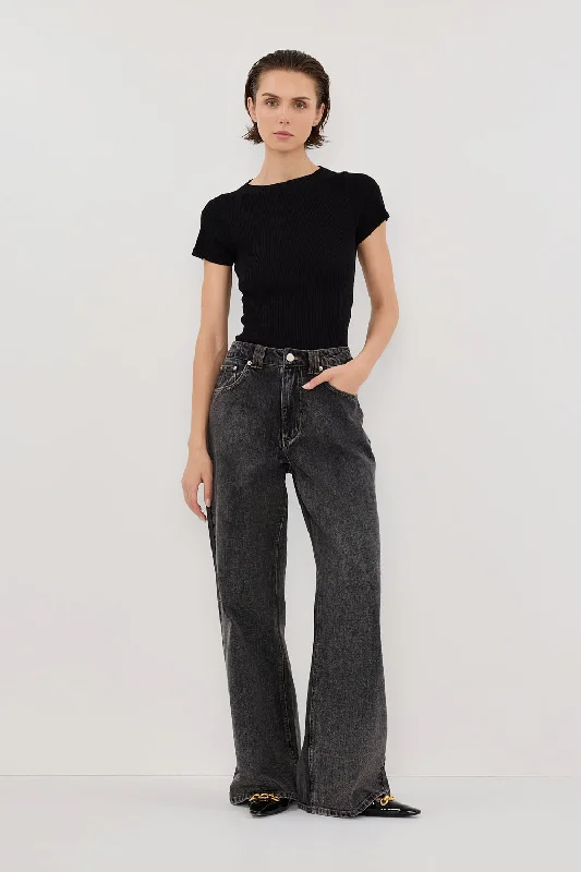 Weekend Bargains Galore MAX BLACK BOAT NECK KNIT TOP