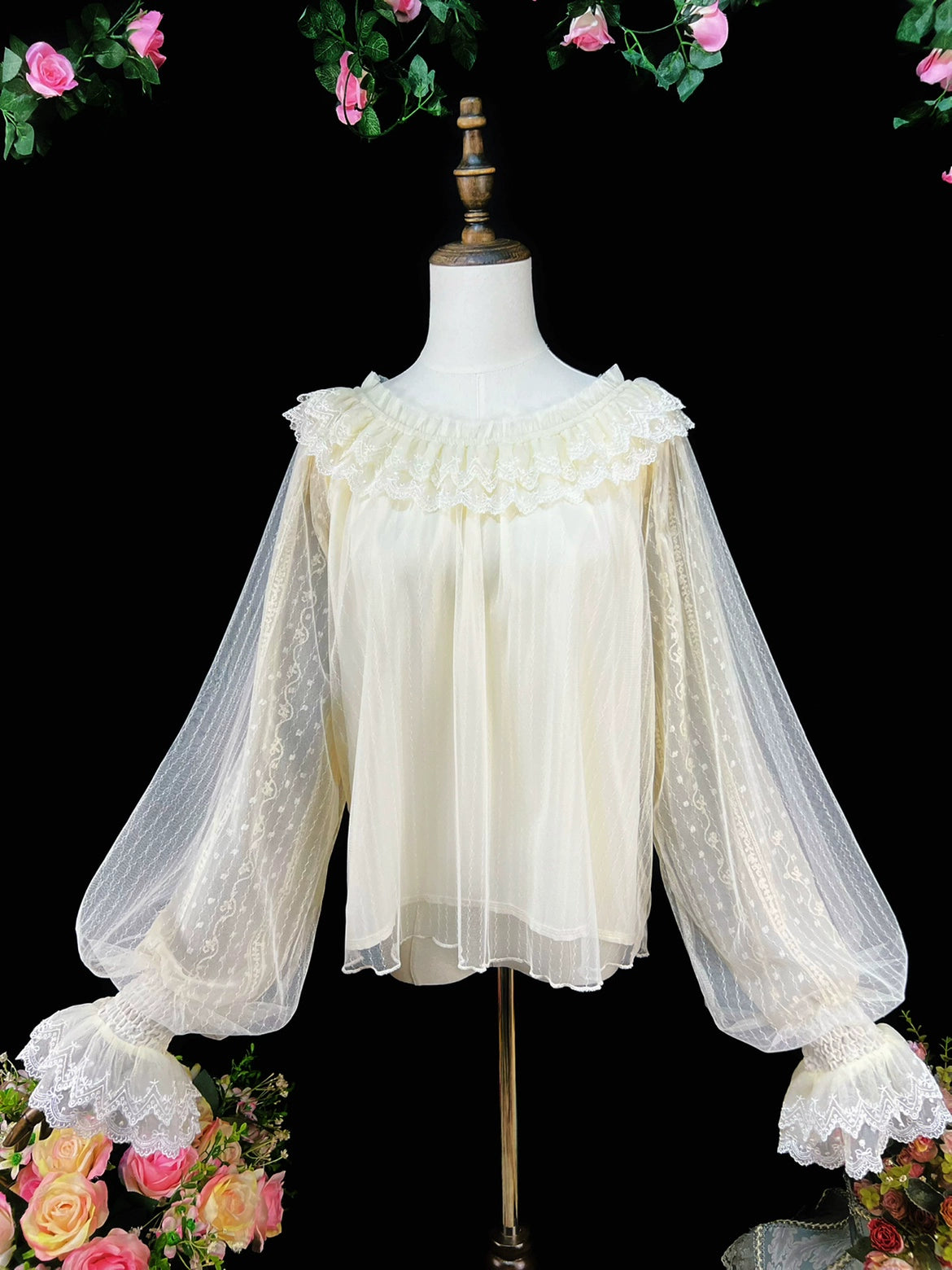 Weekend Discounts to Indulge In DMFS~Long Sleeve Lolita Shirt Gauze Blouse Mutton Sleeves Weekend Discounts to Indulge In DMFS~Long Sleeve Lolita Shirt Gauze Blouse Mutton Sleeves