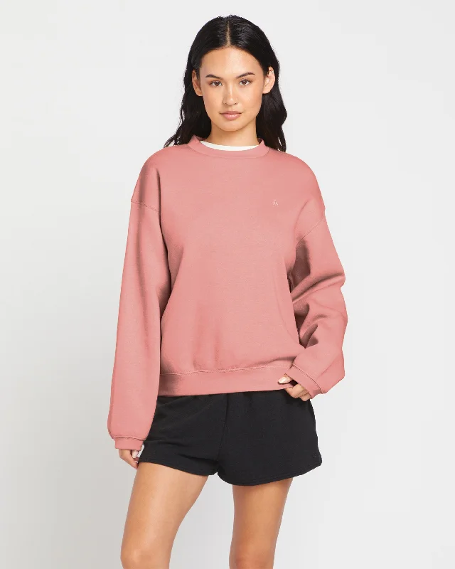 Don’t Miss Out Stone Heart Up Crew Sweatshirt - Mauve Rose
