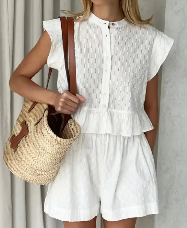 Flash Deal Kady ruffle top and shorts two piece set