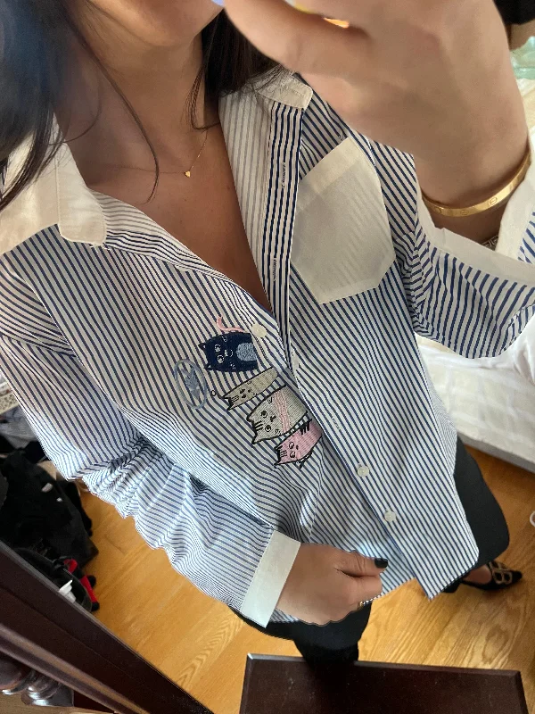 Buy More, Save More Cat pinstripe shirt
