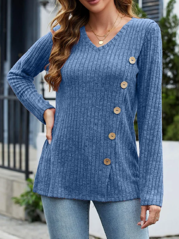 Weekend Discounts to Relish V-Neck Long Sleeve T-Shirt