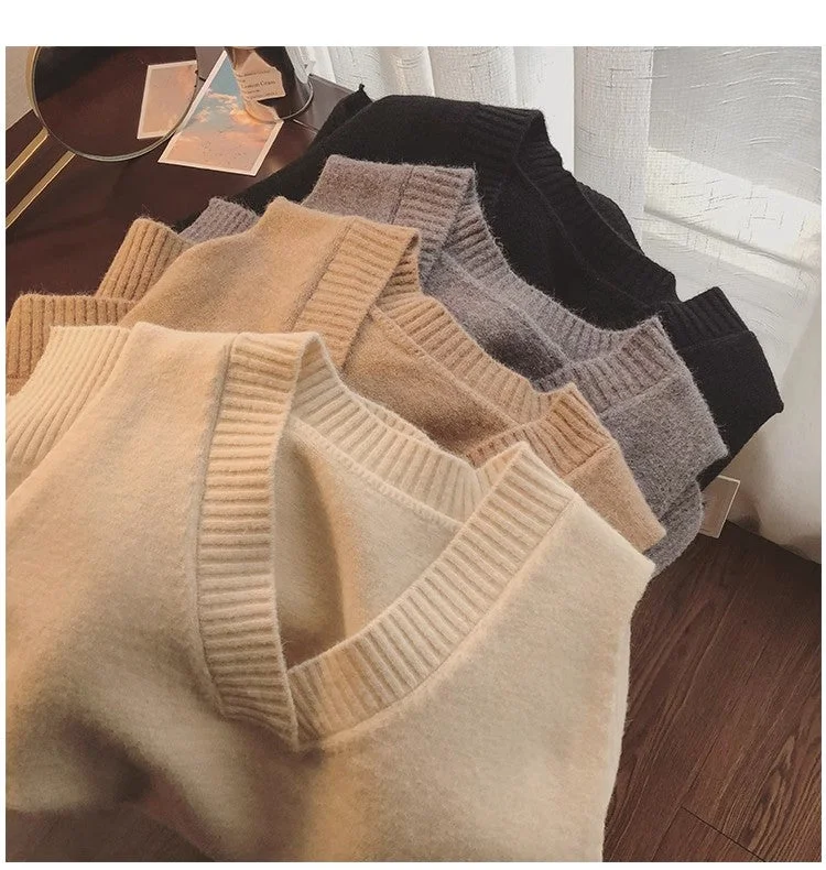 Final Clearance V-neck sweater vest for women sleeveless knitted vest simple style vest   S5004