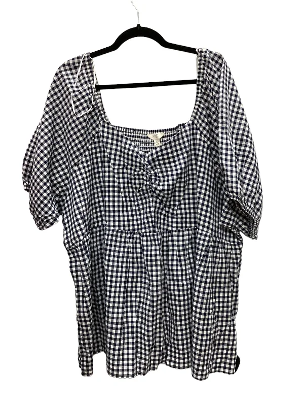 Take Action Blue & White Top Short Sleeve Terra & Sky, Size 4x