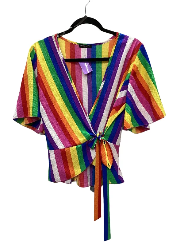 Weekend Discounts to Snag Rainbow Print Top Short Sleeve Cha Cha Vente, Size M