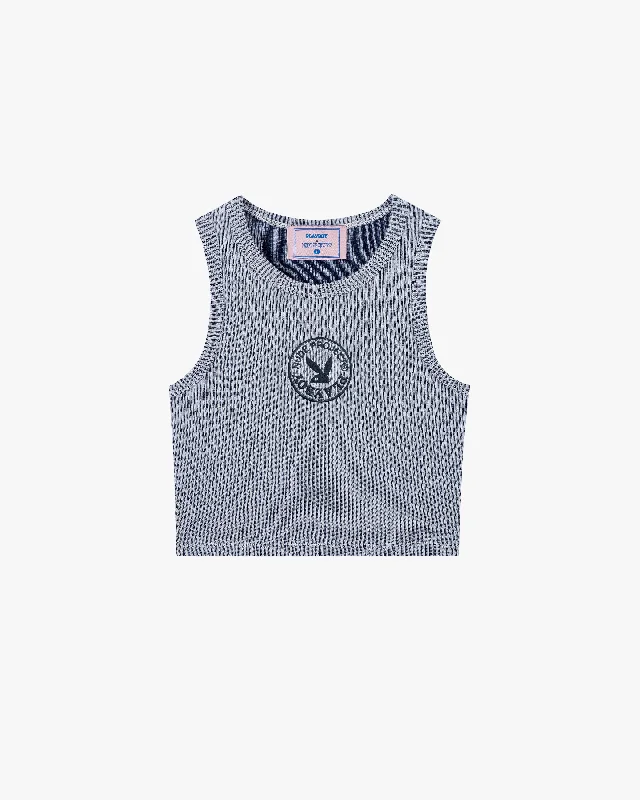 Incredible Offers PLAYBOY CONTRAST RIBBED TANK TOP BLUE