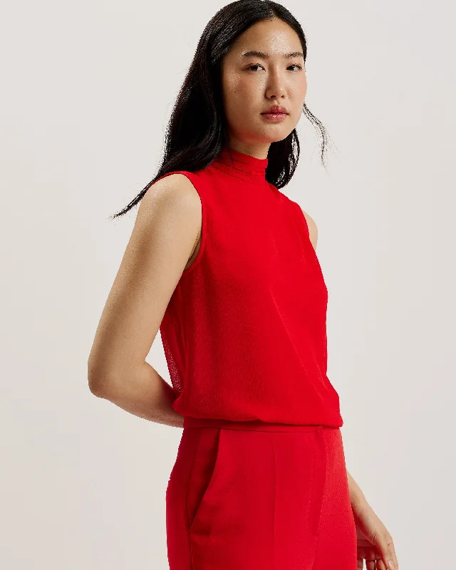 Massive Deal Surka Sleeveless Neck Tie Top Red