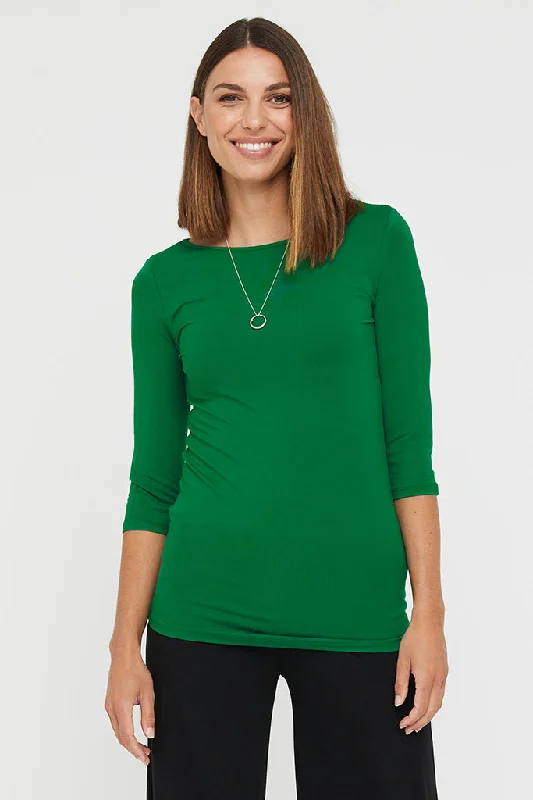 Today’s Deal Ada Bamboo Boatneck Top - Green