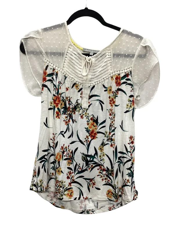 Deal Explosion Floral Print Top Short Sleeve Daniel Rainn, Size Xs