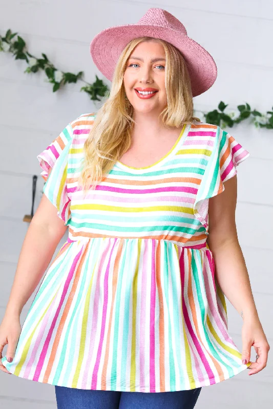 Midnight Madness Lavender Rainbow Stripe Babydoll To