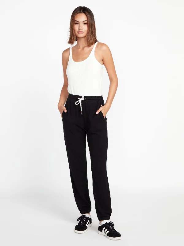 Weekend Deals to Make You Happy Lived in Lounge Elastic Waist Fleece Pants - Black