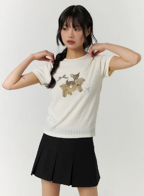Weekend Savings Sensation Animal Graphic Short Sleeve Tee CF407