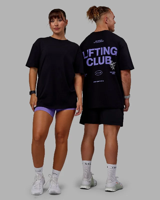 Weekend Savings Spectacular Unisex Lifting Club FLXCotton Tee Oversize - Black-Dahlia Purple