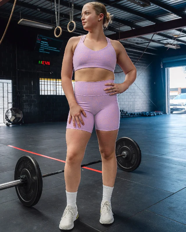Customer Appreciation Sale Push The Limit Sports Bra - Pale Lilac Vitality Print