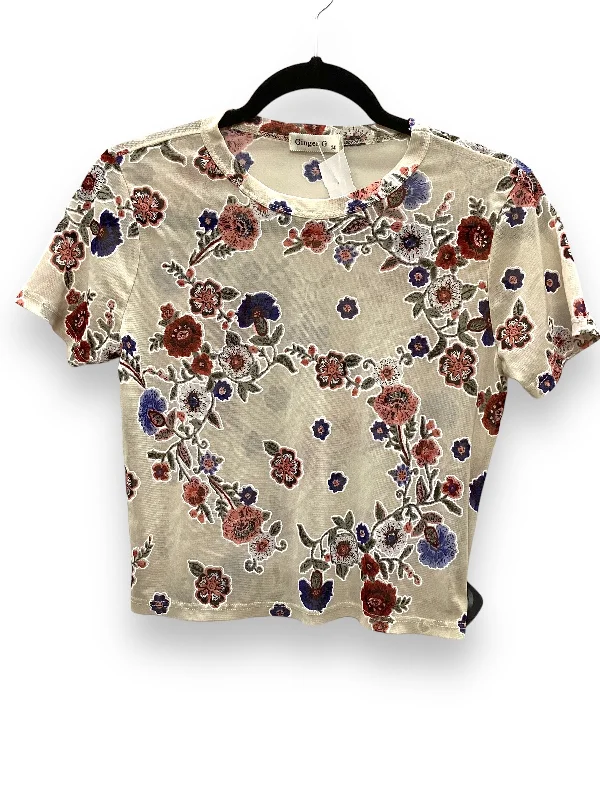 Epic Deals Floral Print Top Short Sleeve Ginger G, Size M