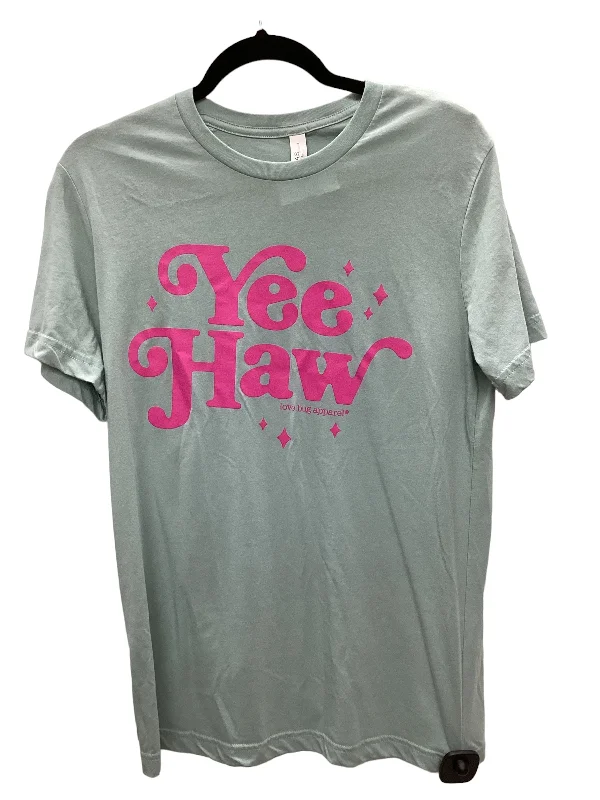 Weekend Steals Await Green Top Short Sleeve Basic Bella + Canvas, Size M